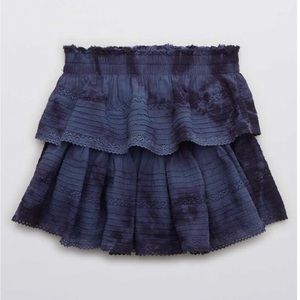 Aerie Rock 'n' Ruffle Tie Dye Mini Skirt
